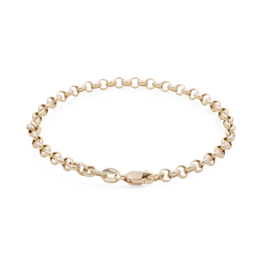 The Miral Jewelry 14K Yellow Gold Women's Fashion Link Bracelet, featuring a lobster clasp and elegant design, is perfect for any women's jewelry collection.