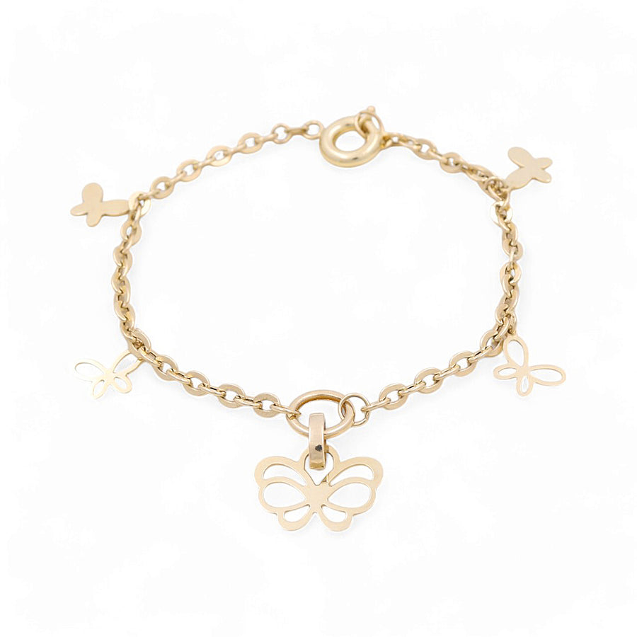 14K Yellow Gold Women's Butterfly Bracelet