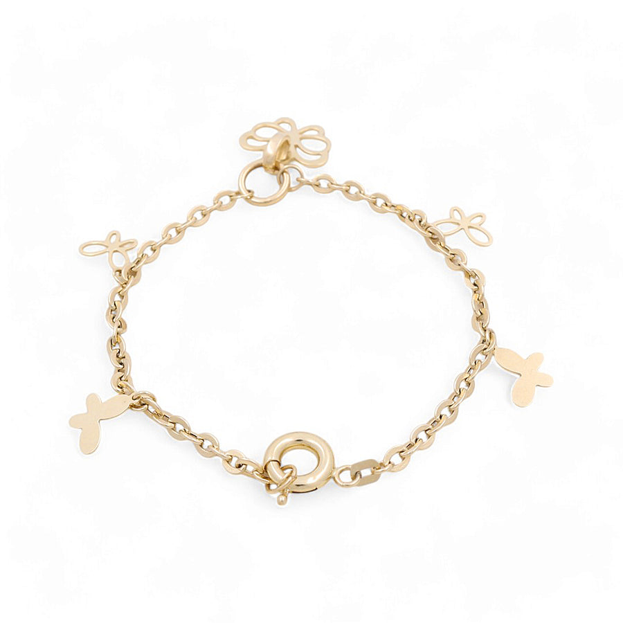 14K Yellow Gold Women's Butterfly Bracelet