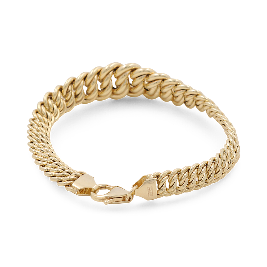 An elegant piece of jewelry, the Miral Jewelry Yellow Gold 14K Fashion Women's Princess Bracelet features a secure lobster-claw clasp.