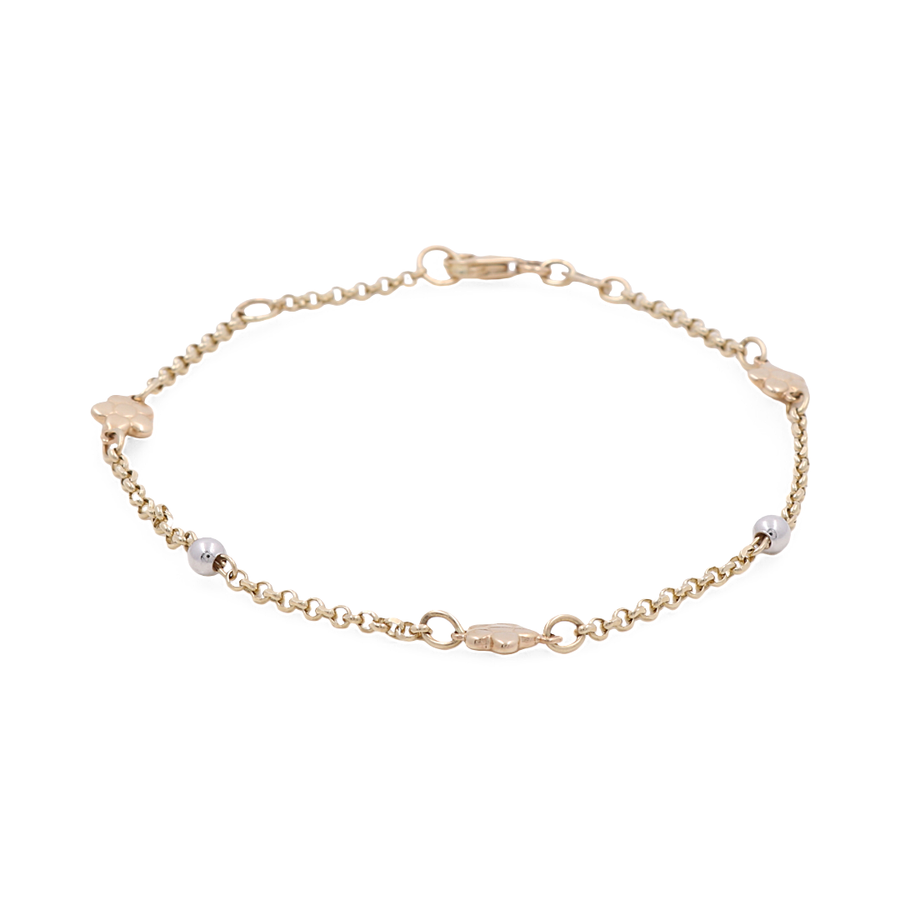 14K Yellow Gold Flower Bracelet