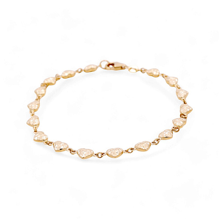 14K Gold Fashion Hearts Bracelet