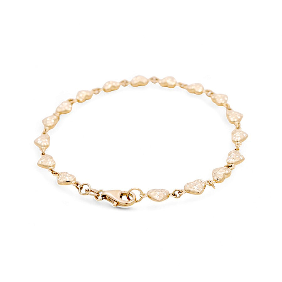 14K Gold Fashion Hearts Bracelet