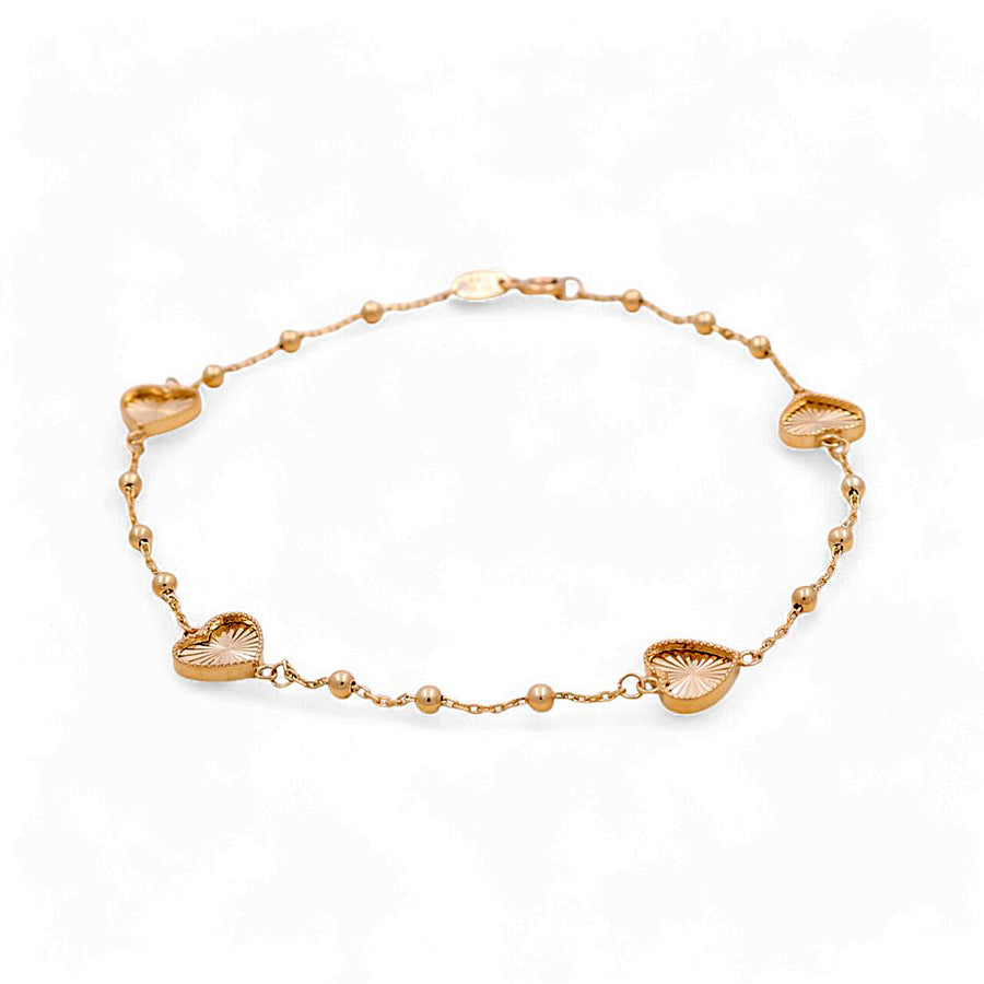 14K Gold Fashion Heart Bracelet