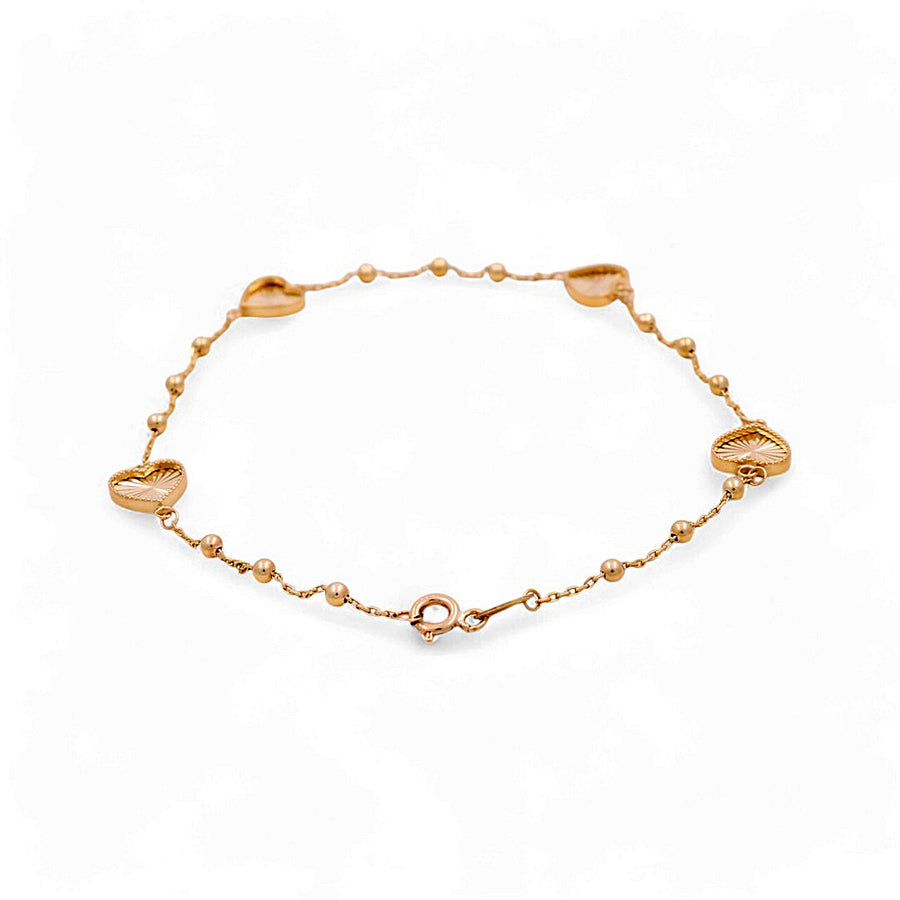 14K Gold Fashion Heart Bracelet