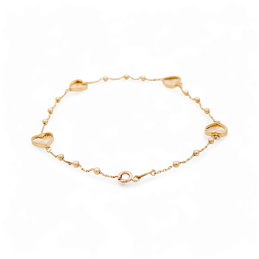 14K Gold Fashion Heart Bracelet