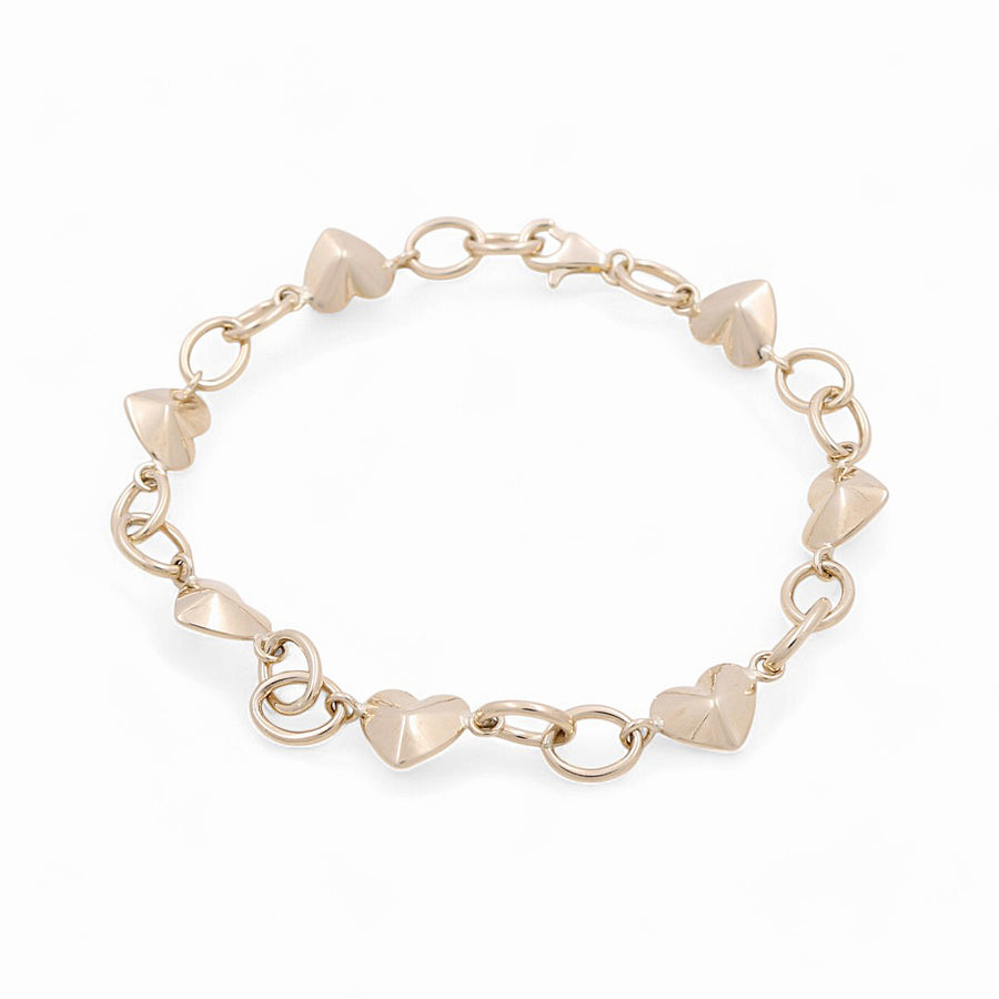 14K Yellow Gold Women's Heart Bracelet