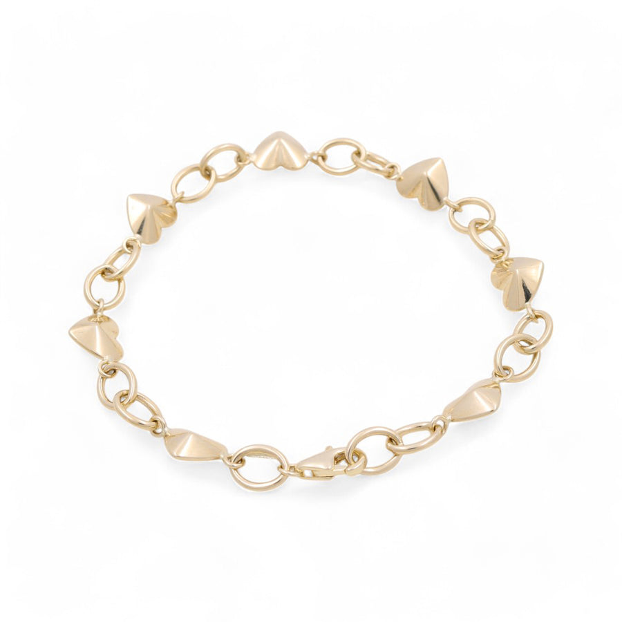 14K Yellow Gold Women's Heart Bracelet