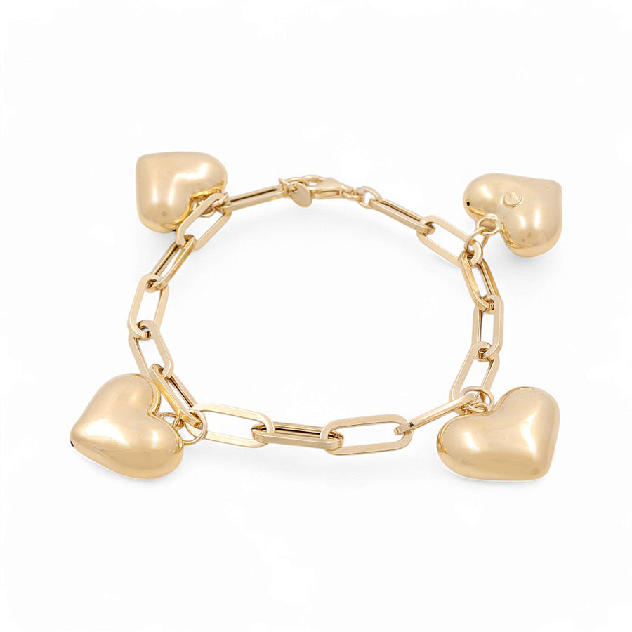 14K Yellow Gold Women's Heart Bracelet