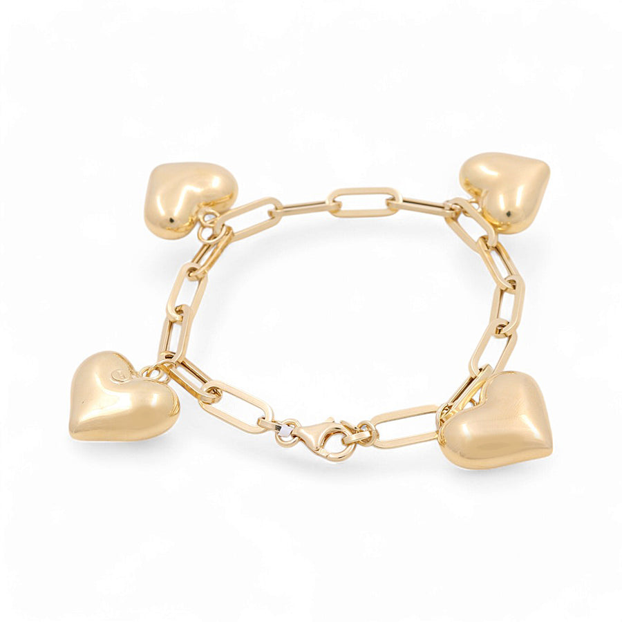 14K Yellow Gold Women's Heart Bracelet