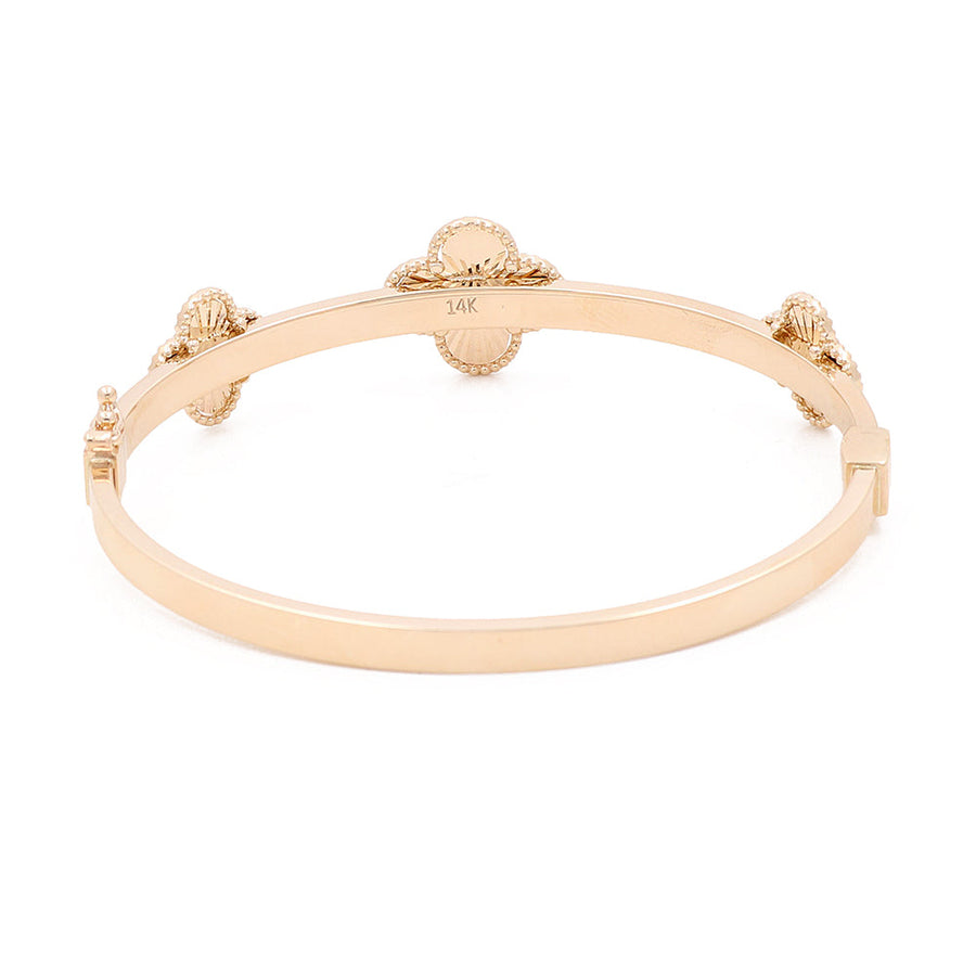 14K Yellow Gold 3 Clover Bangle Bracelet