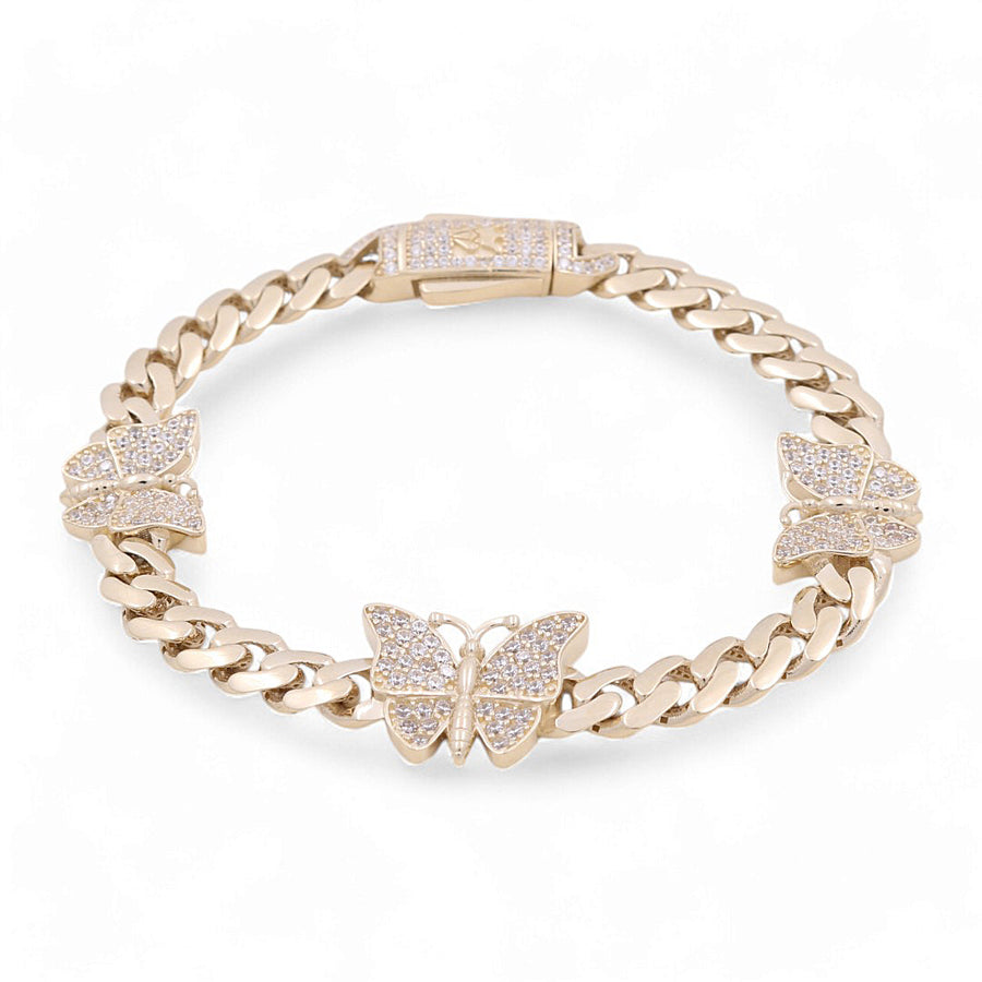 10K Yellow Gold Women's Monaco with Butterflies Bracelet