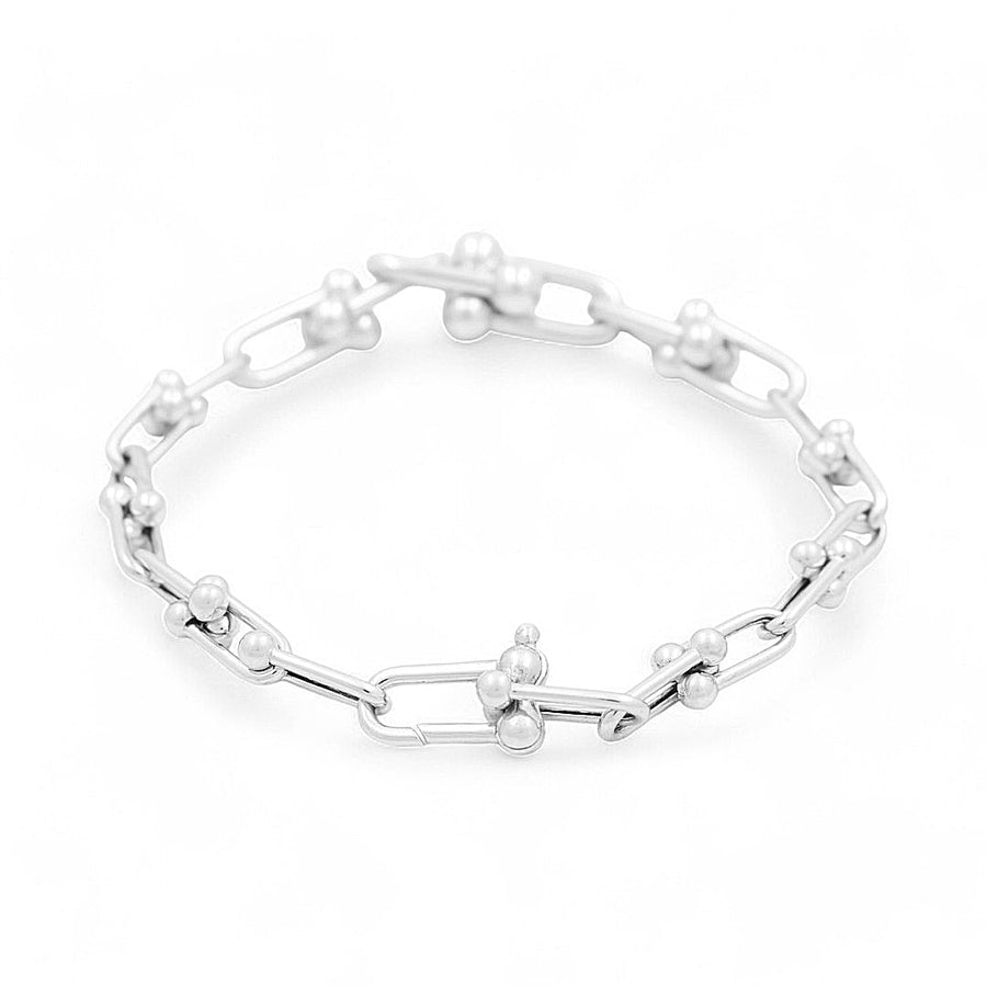 14K White Gold Italian Link Bracelet