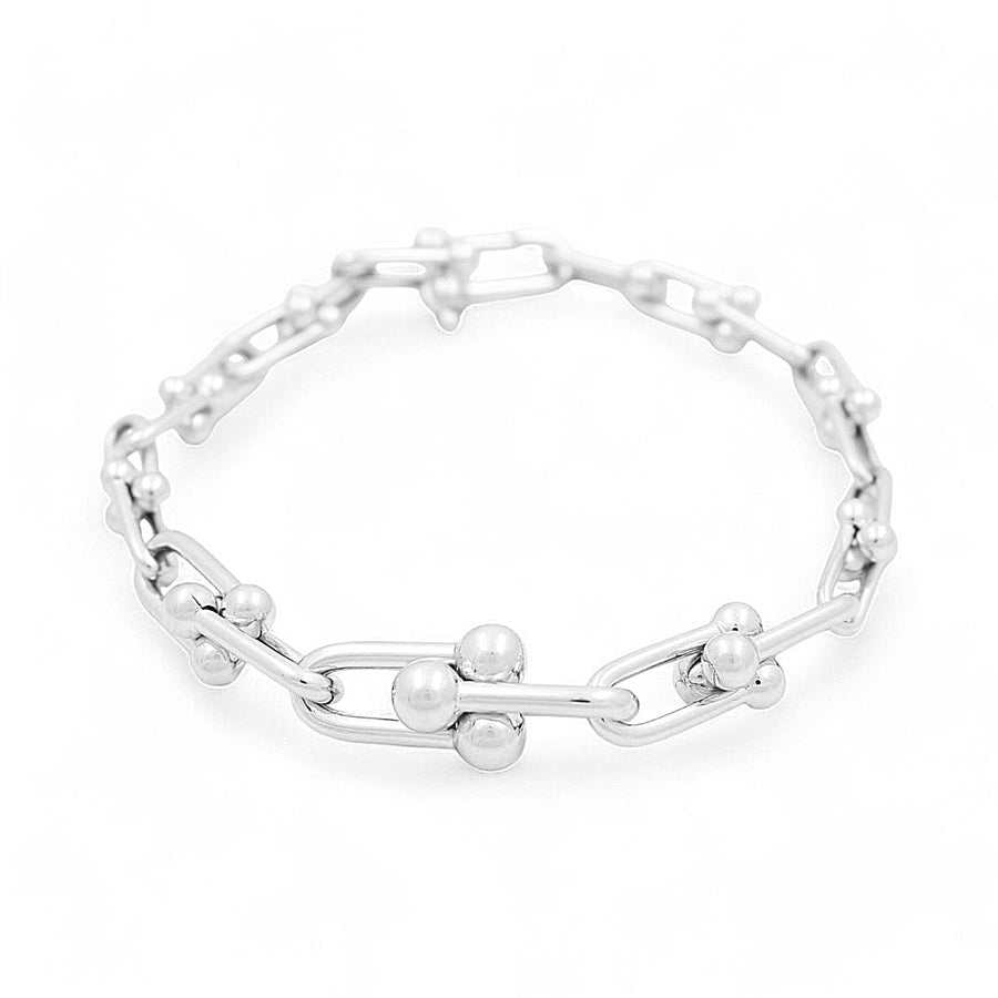 14K White Gold Italian Link Bracelet