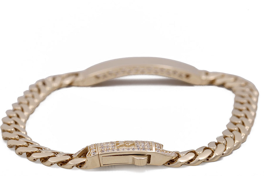 14K Yellow Gold Men Monaco with ID Bracelet