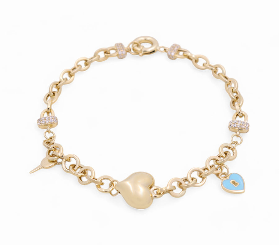 14K Yellow Gold Heart Bracelet