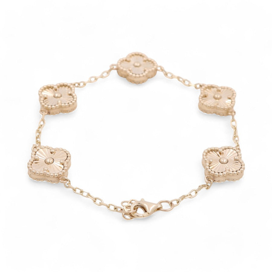 14K Yellow Gold Fashion Flower Women's  Bracelet