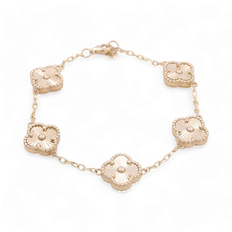 14K Yellow Gold Fashion Flower Women's  Bracelet