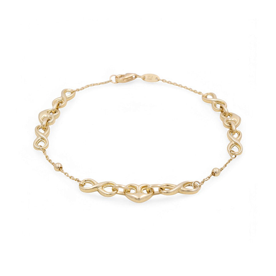 14K Yellow Gold Infinit and Hearts Bracelet