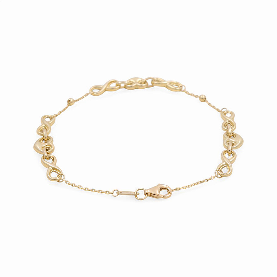 14K Yellow Gold Infinit and Hearts Bracelet