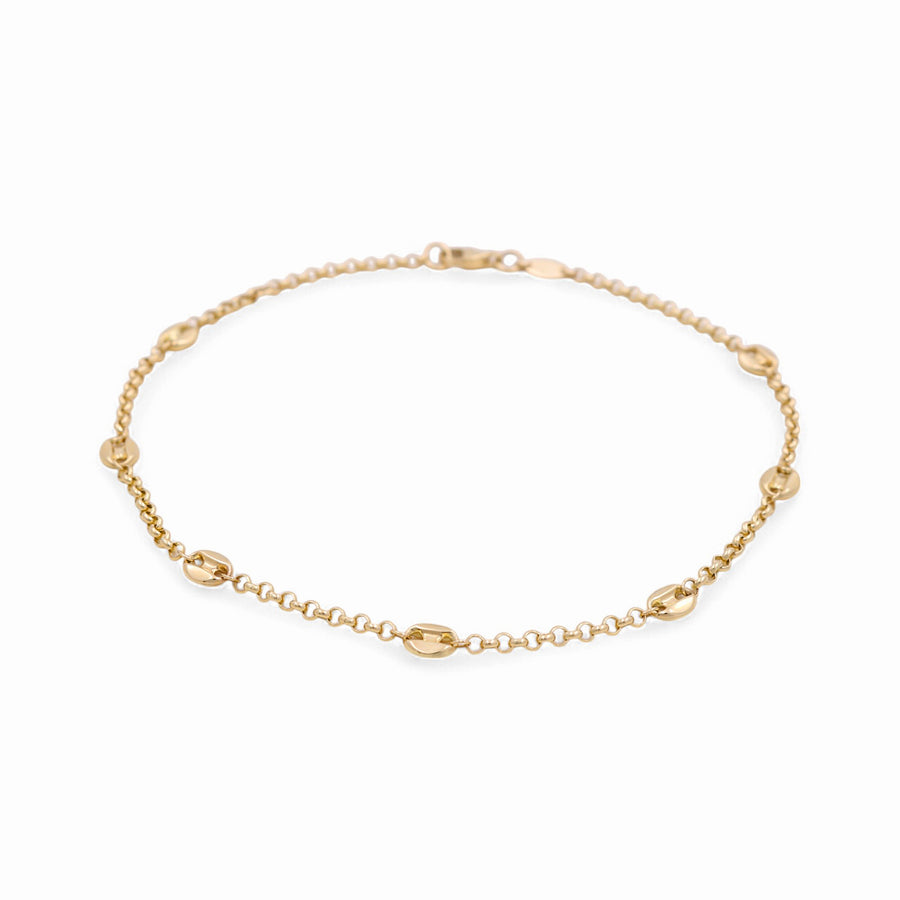 14K Yellow Gold Ankle Fancy Link Bracelet