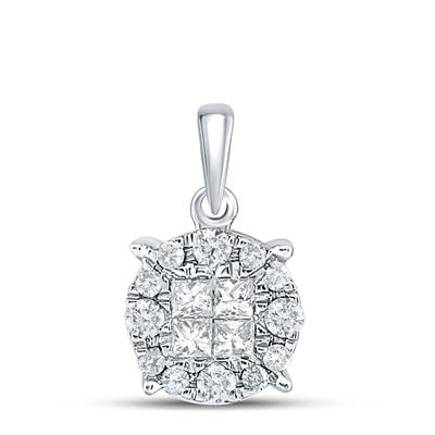 10k White Gold Cluster Women's Pendant with 0.25Tw Round Diamonds