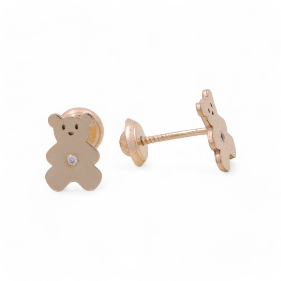 Yellow Gold 14k Fashion Bear Earrings