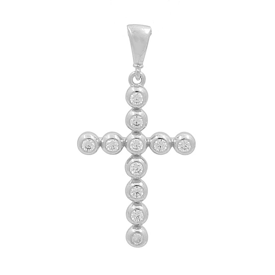 14K  White Gold Cross with Cz Pendant