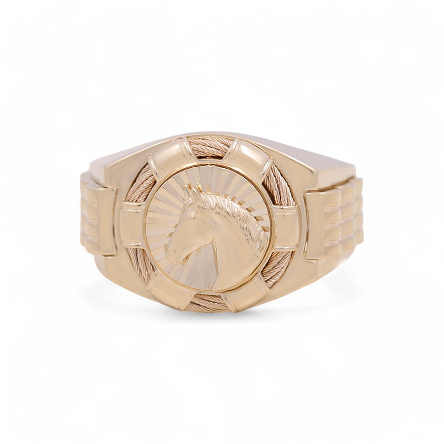 14K Yellow Gold Men's Horse Fashion Ring