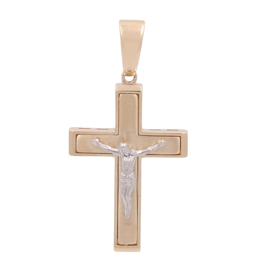 14K  Two Tone White/Yellow Gold Crucifix Pendant