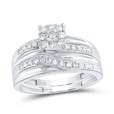 10k White Gold  Classic  3 Pieces Set with 0.33 tw Round Diamonds