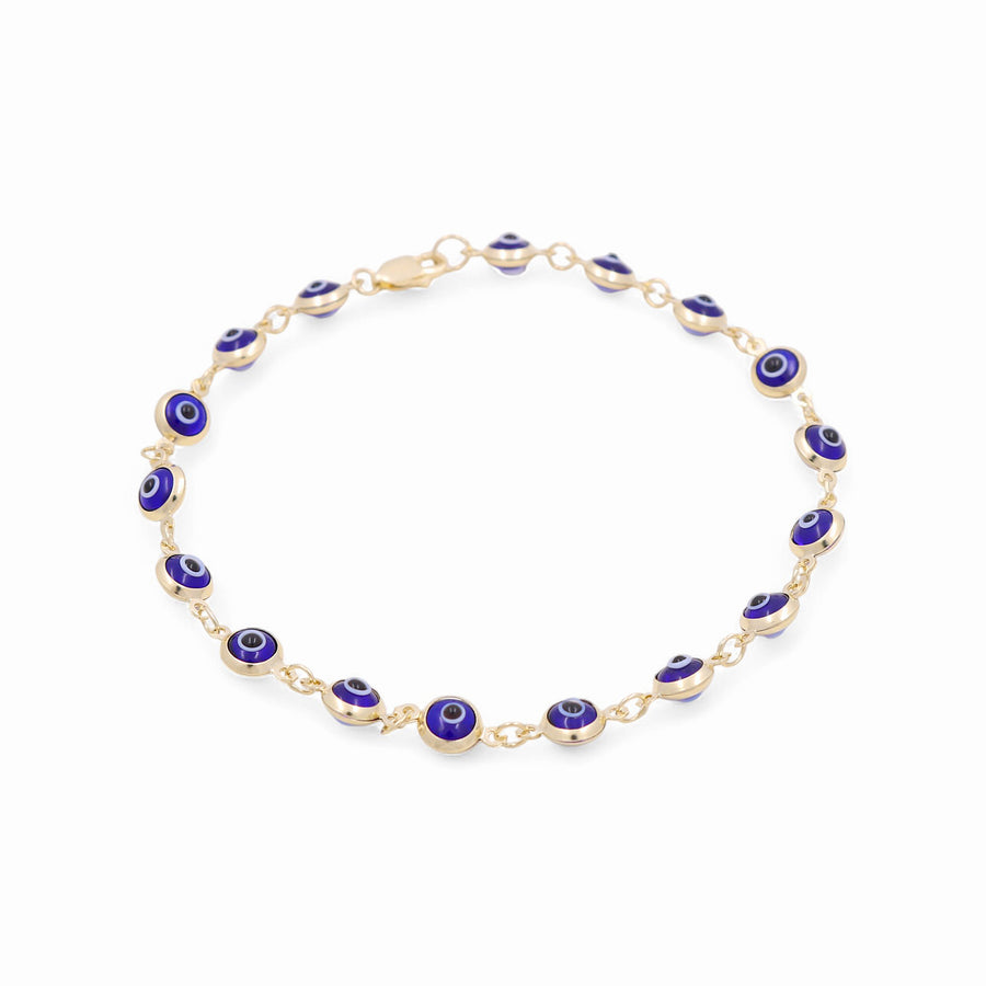 14K Yellow Gold Blue Eye Bracelet