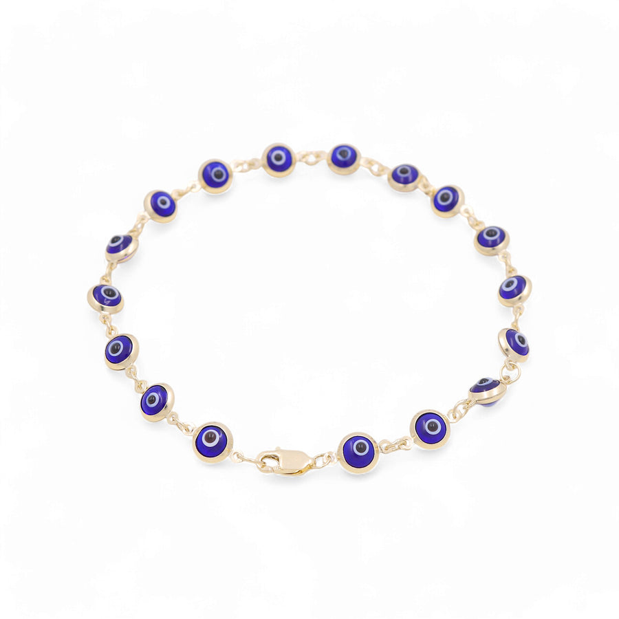 14K Yellow Gold Blue Eye Bracelet