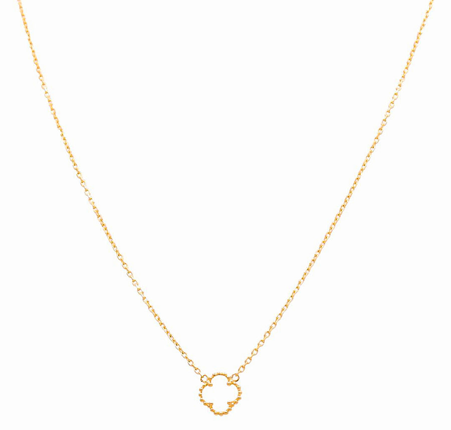 14K Yellow Gold 1 Mop Clover Women's  Necklace