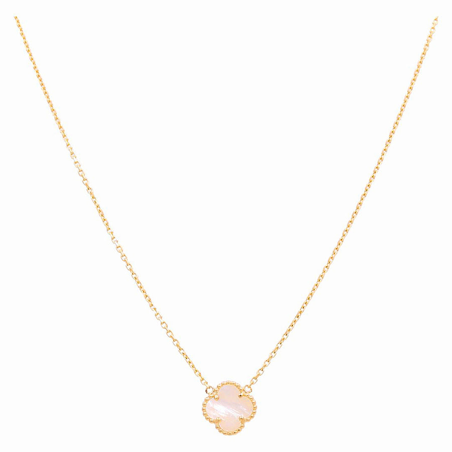 14K Yellow Gold 1 Mop Clover Women's  Necklace