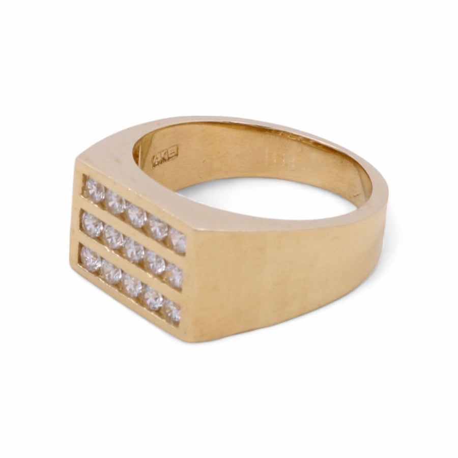 A Miral Jewelry 14K Yellow Gold Men's with Cubic Zirconias Ring exudes luxury and sophistication.