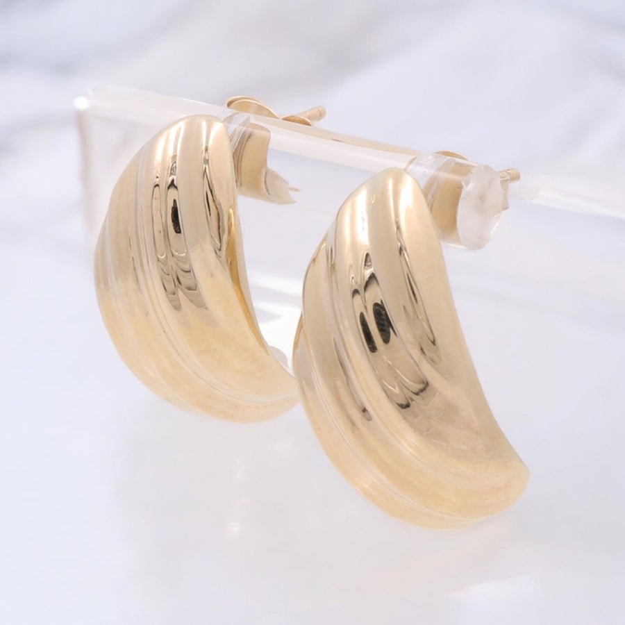 14K Yellow Gold Button Women's Earrings