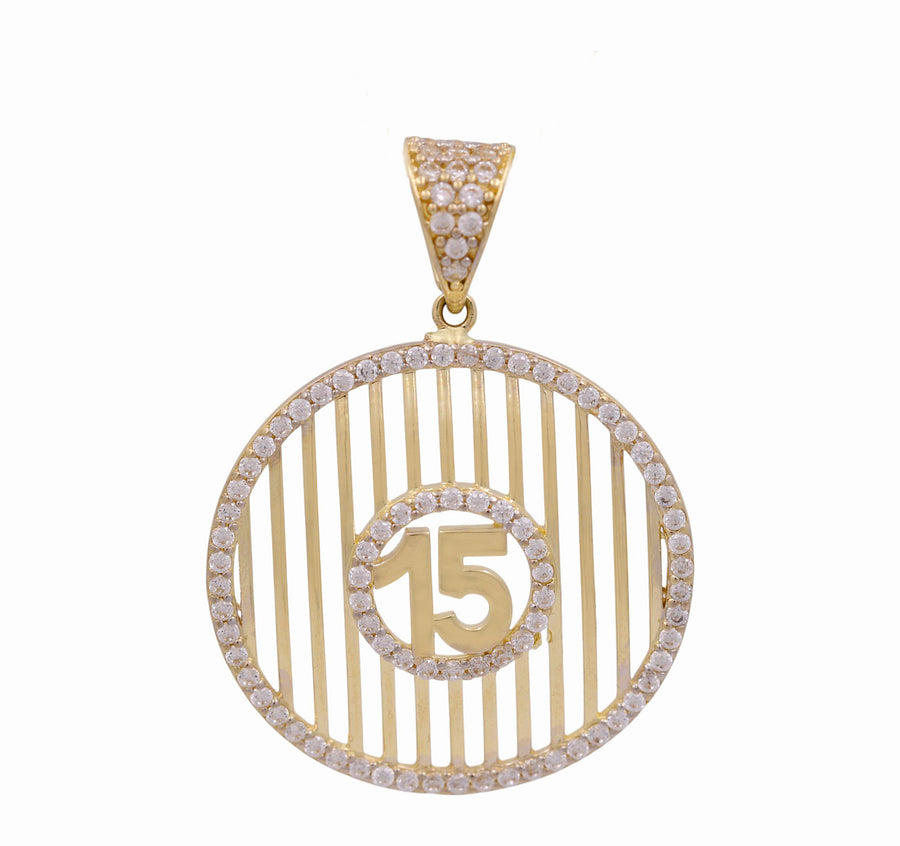 14K Yellow Gold Round Medal 15 Pendant