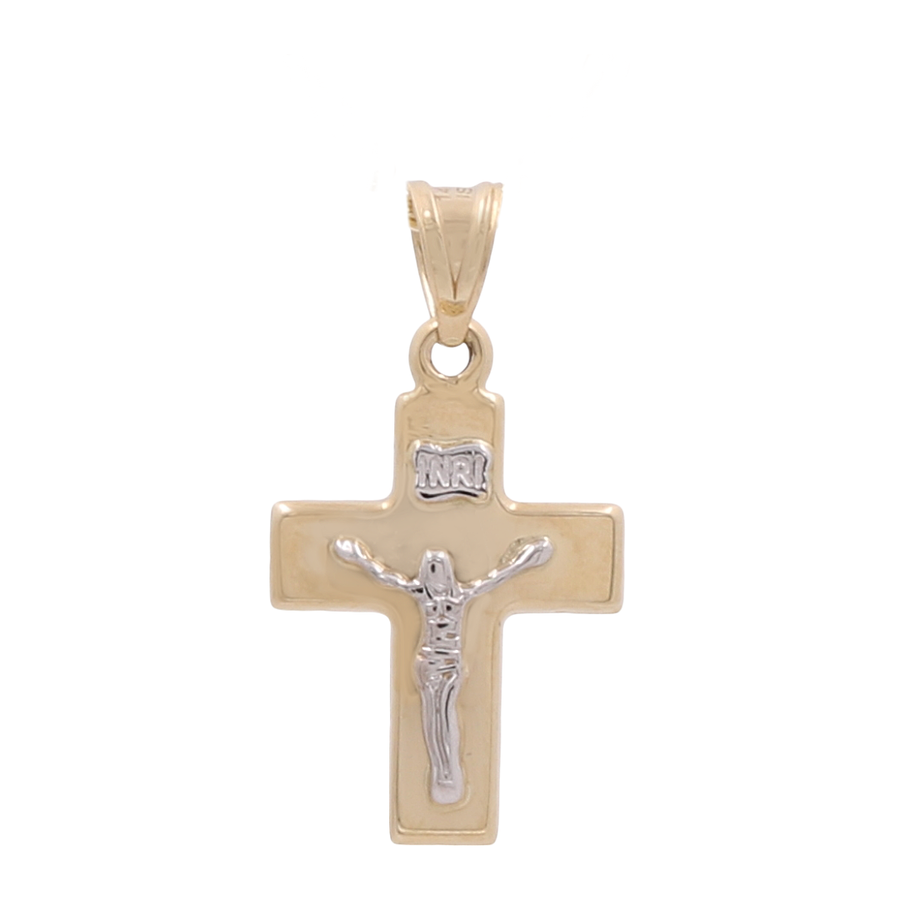 14K  Two Tone White/Yellow Gold Crucifix Pendant