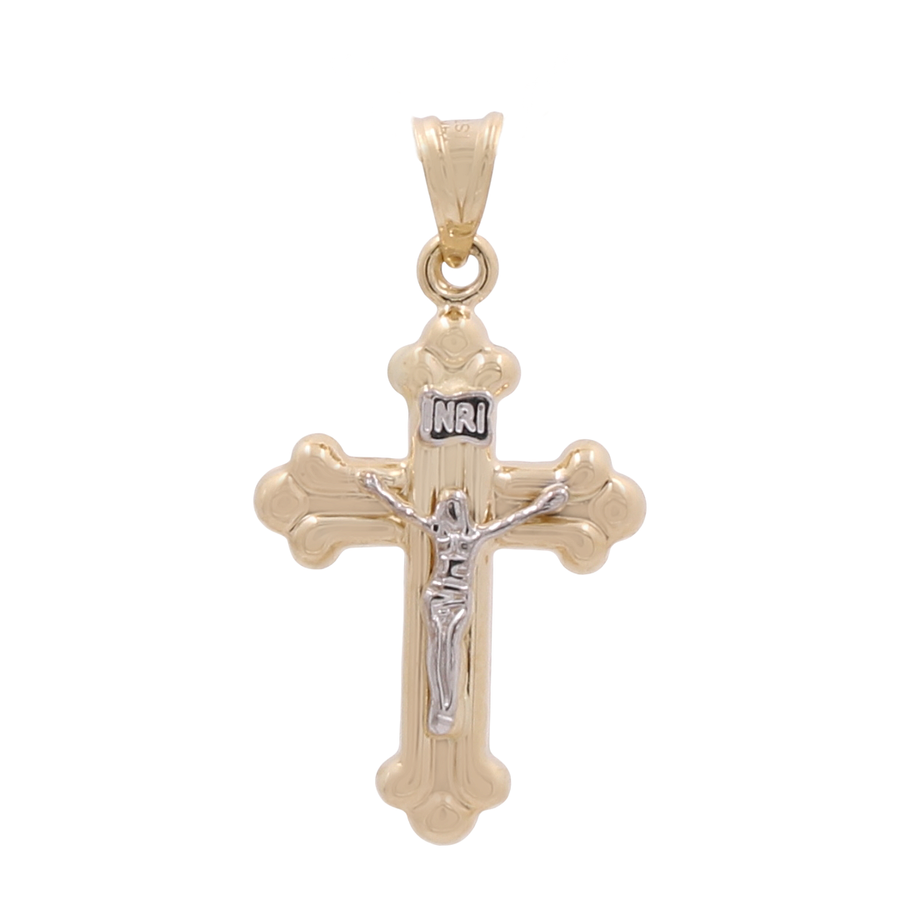 14K  Two Tone White/Yellow Gold Crucifix Pendant