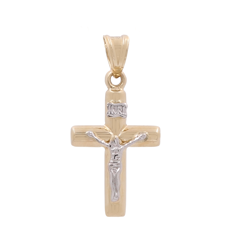 14K  Two Tone White/Yellow Gold Crucifix Pendant