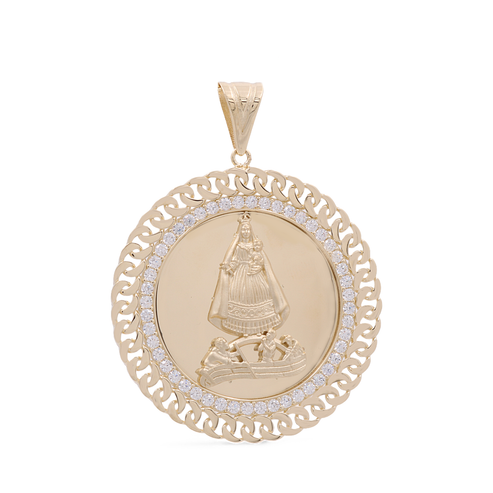 14K Yellow Gold Caridad del Cobre Medal Pendant