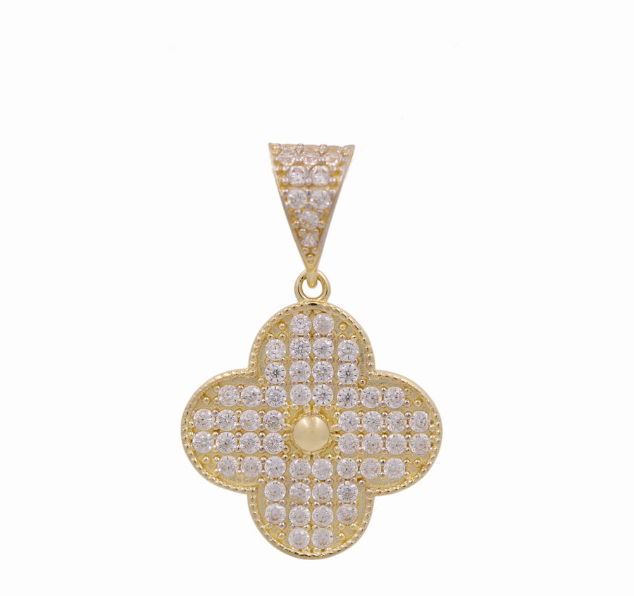 14K Yellow Gold Clover with Cz Pendant