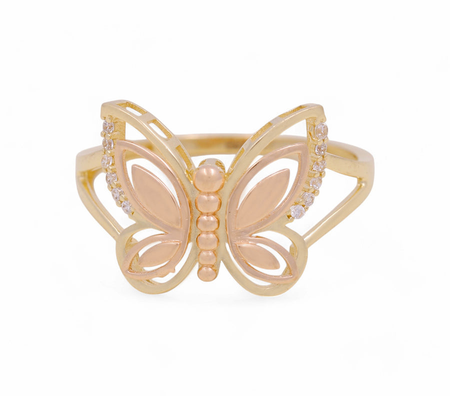 14K  Two Tone Yellow/Rose Gold Butterfly  Fashion Women's Ring