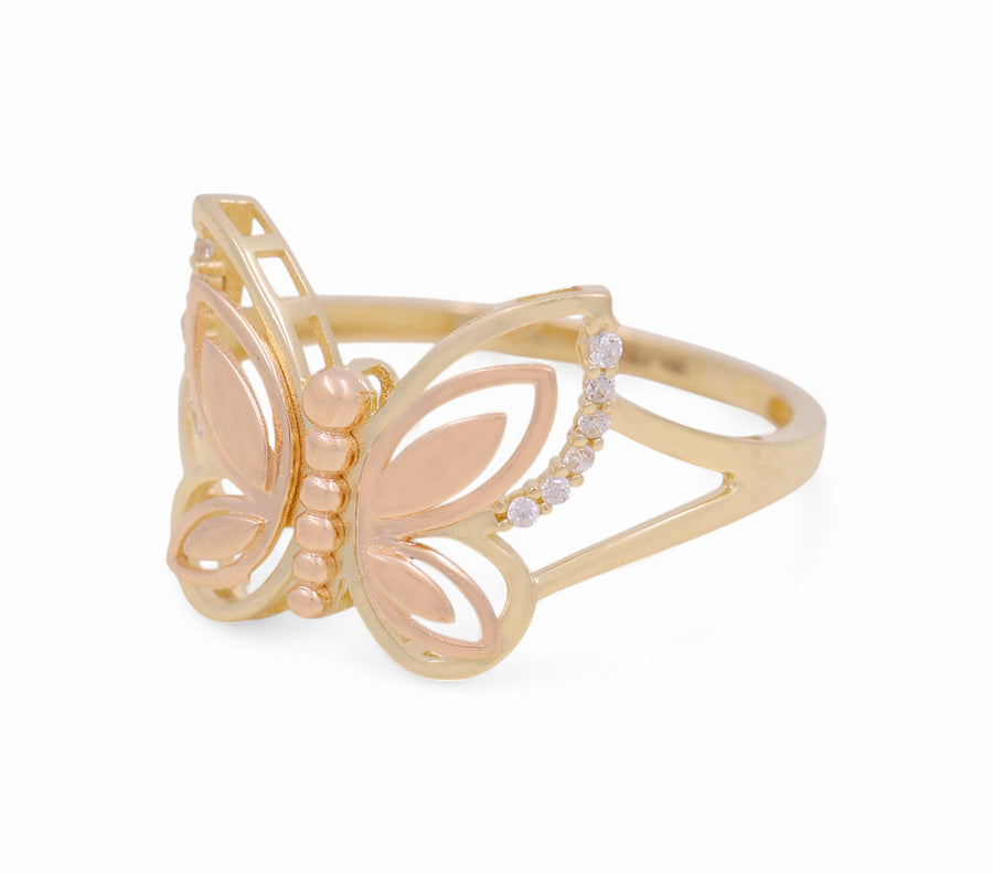 14K  Two Tone Yellow/Rose Gold Butterfly  Fashion Women's Ring