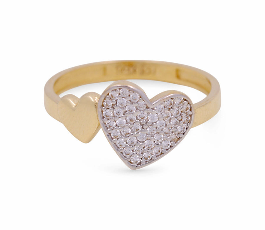 14K  Yellow Gold  Hearts Fashion with Cz Women's Ring