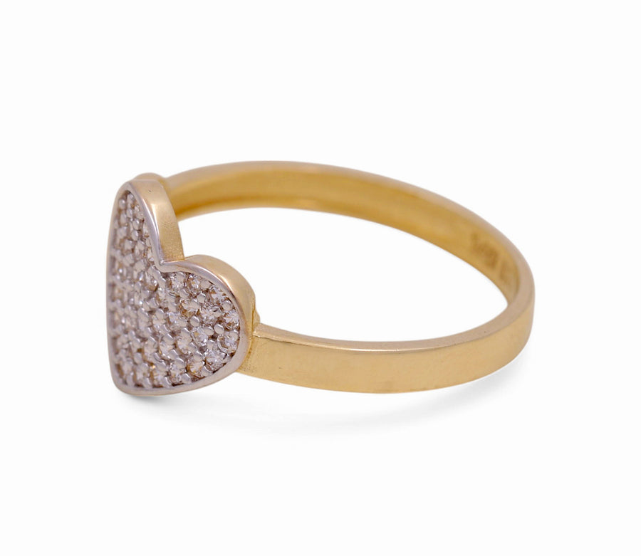 14K  Yellow Gold  Hearts Fashion with Cz Women's Ring