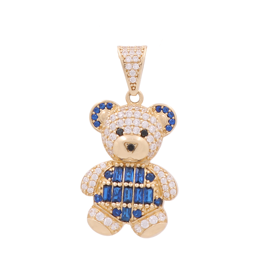 Miral Jewelry introduces the Yellow Gold 14K Bear Women's Pendant with Cz, featuring white and blue gemstones.