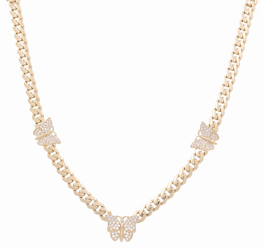 Yellow Gold 10K Monaco Necklace with Butterflies