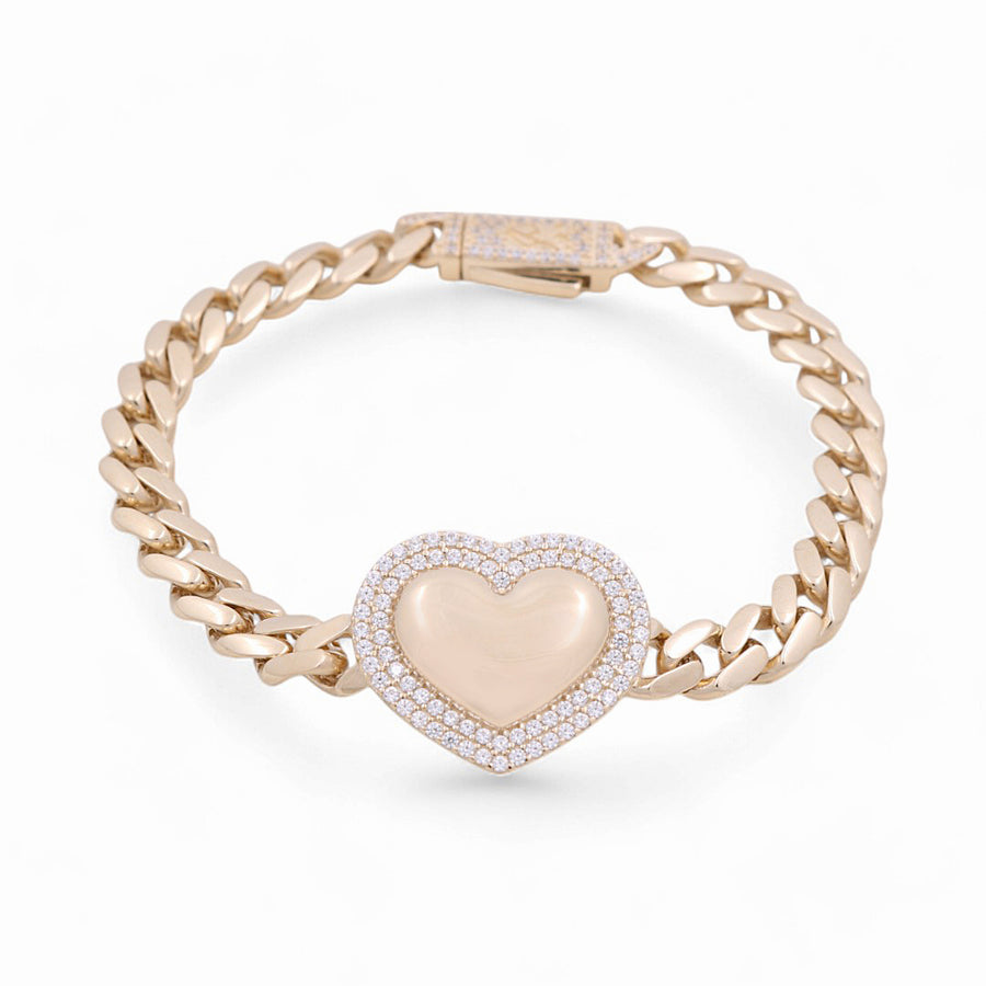 10K Yellow Gold Women's Monaco with Heart Bracelet